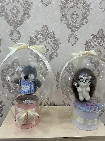 Подарки и сувениры: Подарочные композиции в прозрачном шаре с мягкой игрушкой - — 2