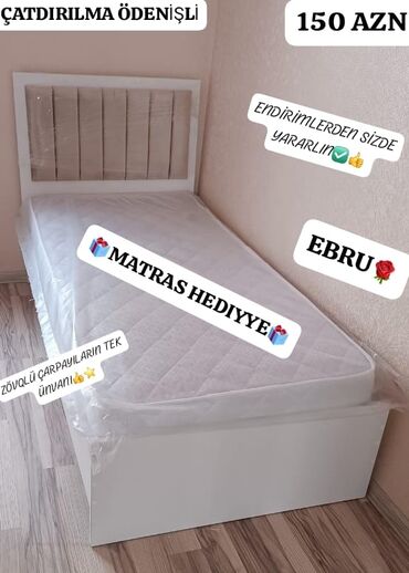 железная кровать односпальная: Oğlan üçün, Bazasız, Siyirməsiz, Pulsuz matras, Türkiyə