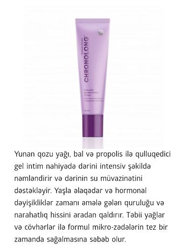 infert macun terkibi: Chronolong intim qulluq geli Məhsul təsviri: - Tərkibi: yunan qozu — 1