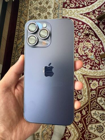 iphone 14 pro рассрочка: IPhone 14 Pro Max, Колдонулган, 128 ГБ, Deep Purple, Заряддоочу түзүлүш, Коргоочу айнек, Кабель, 95 %