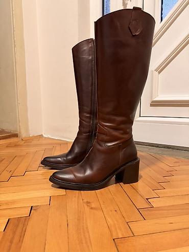 hunter boots srbija: Ženske visoke čizme u tamno braon boji, klasičnog i elegantnog — 7