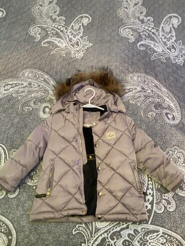 детские трикотажные шапки: Uşaq üçün qış pambıq/parka gödəkçəsi - Rəng: Pudra/boz tonlarda - Tam