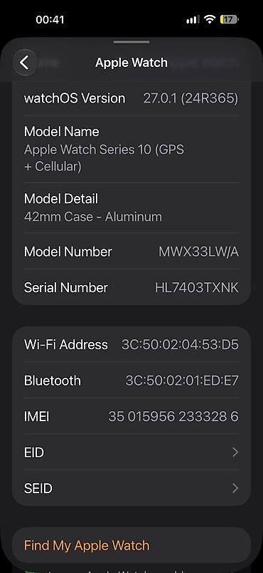 smart kars: Apple Watch Series 10 (GPS + Cellular) – 42 mm, aliminium Battery 98% — 9
