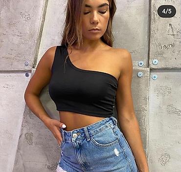 lc torbe: Crop top na jedno rame sa elastinom. Cena,plava,svetlo plava,svetlo — 1