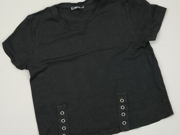 czarne t shirty w serek: Top FBsister, M (EU 38), condition - Good