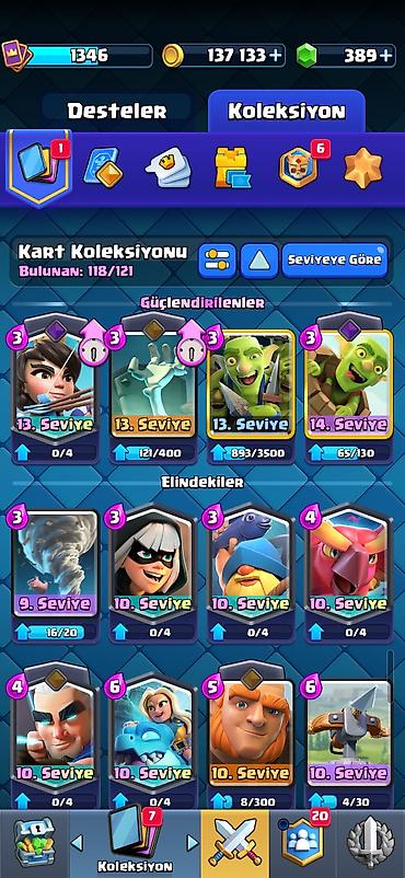 Kolleksiya kartları: Clash Royale hesabı - Kupa: 7519 - Kral Səviyyəsi: 1346 - Qızıl: 137 — 4