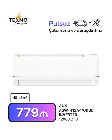 Kondisionerlər: Kondisioner AUX, 40-45 kv. m, Split sistem, Kredit yoxdur, Pulsuz quraşdırılma