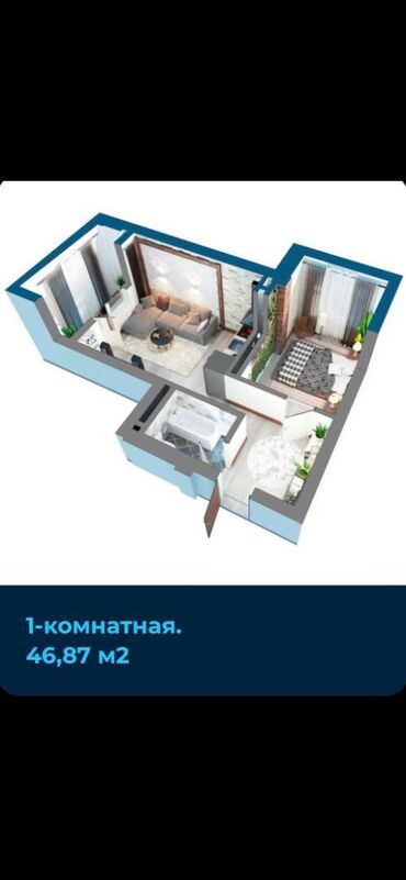 Продажа домов: 1 комната, 47 м², Элитка, 6 этаж, ПСО (под самоотделку)