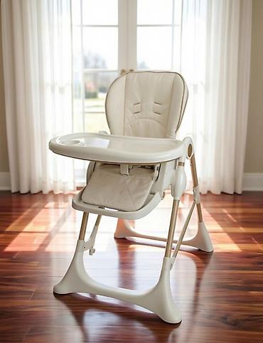 автолюлька graco junior: Детский стульчик для кормления, светлый бежевый - Удобное широкое — 1