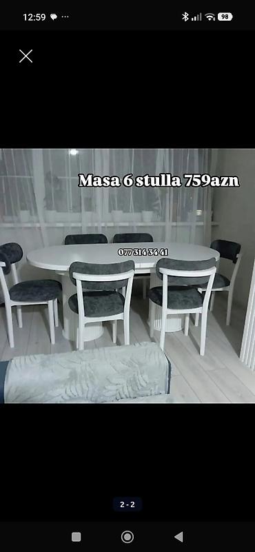 Mətbəx/qonaq otağı üçün masa və 6 ədəd stul dəsti. - Dəst: 1 ədəd lalafo.az -da Mətbəx/qonaq otağı üçün masa və 6 ədəd stul dəsti. - Dəst: 1 ədəd