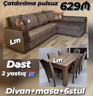 kreditle mebel sifarisi: *Divan+ Masa dəsti* Sifarişlə hazırlanır. Dəst şəkildə : *629₼*