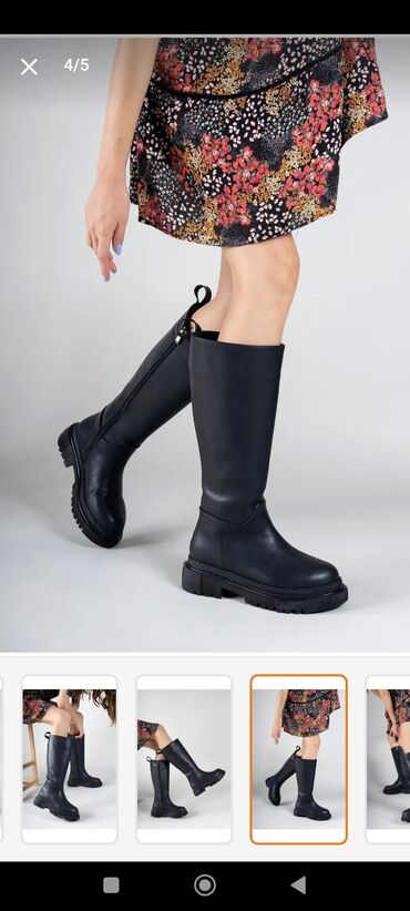 Çəkmələr: Uzunboğaz, Ölçü: 38, rəng - Qara, Yeni — 5