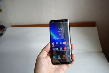 маленькие телефоны: Samsung Galaxy S8 Plus, Б/у, 128 ГБ, цвет - Черный, 1 SIM