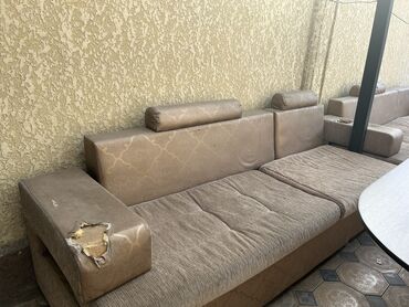 кровать диван бу: Угловой диван, цвет - Бежевый