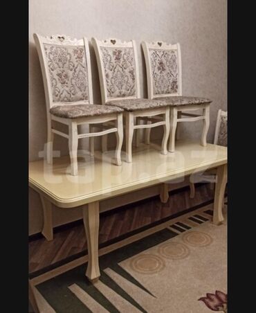 кухонные стулья: *260₼ MASA desti :-TƏCİLİ SATILIR‼️* 6oturacağı var UNVAN:-k gunəşli