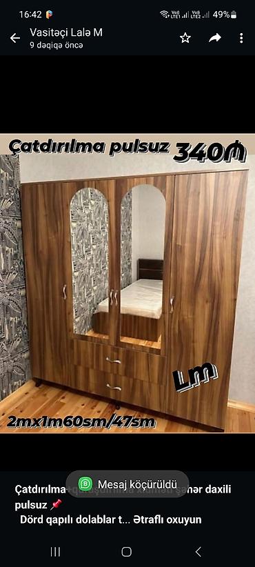 Шкафы на заказ: *Çatdırılma+quraşdırılma xidməti şəhər daxili pulsuz* 📌 *Dörd qapılı — 1
