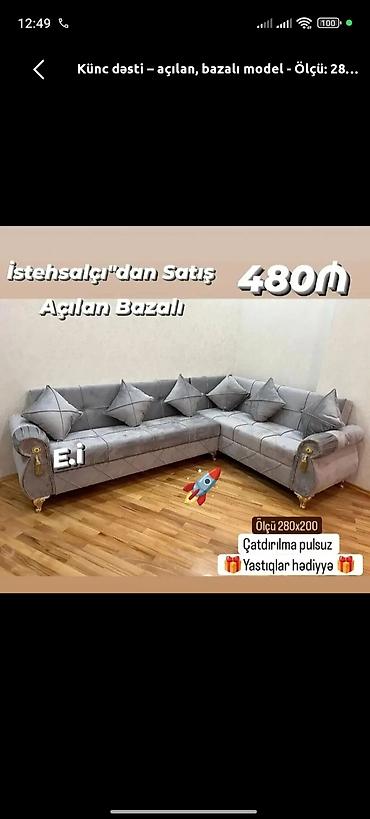 embawood divan: Künc divan dəsti – açılan, bazalı model - Ölçü: 280 x 200 sm - — 1