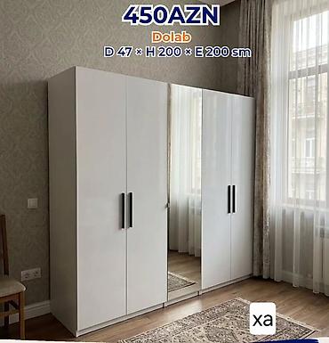 dehliz mebelleri: Dolab – 450 AZN Ölçülər: Dərinlik 47 sm × Hündürlük 200 sm × En 200 — 1