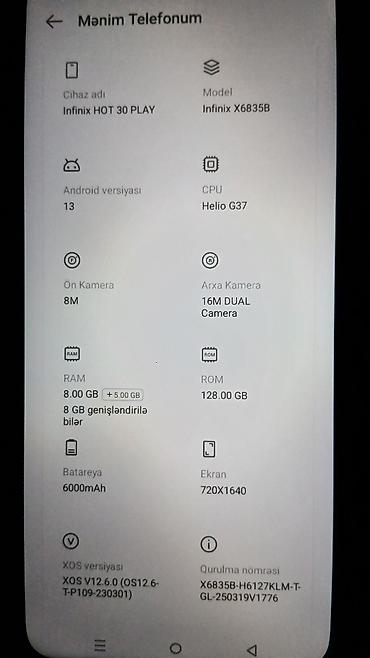 Infinix Hot 30, 128 GB, rəng - Qara, Sensor lalafo.az -da Infinix Hot 30, 128 GB, rəng - Qara, Sensor