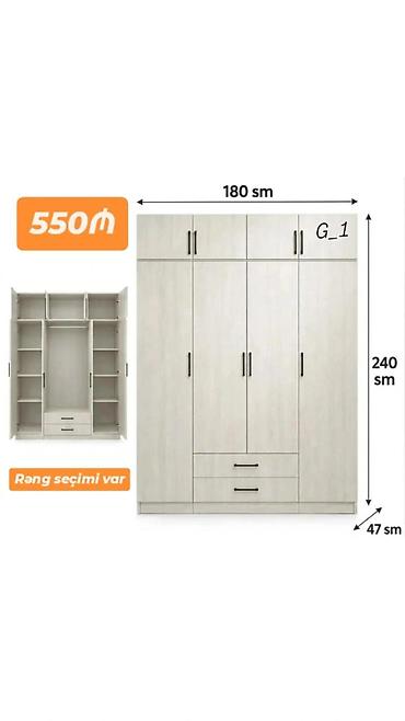 mebel skaflar: G_1 model paltar dolabı Ölçülər: - En: 180 sm - Hündürlük: 240 sm - — 1