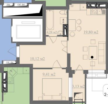 Продажа квартир: 1 комната, 49 м², Элитка, 10 этаж, ПСО (под самоотделку)