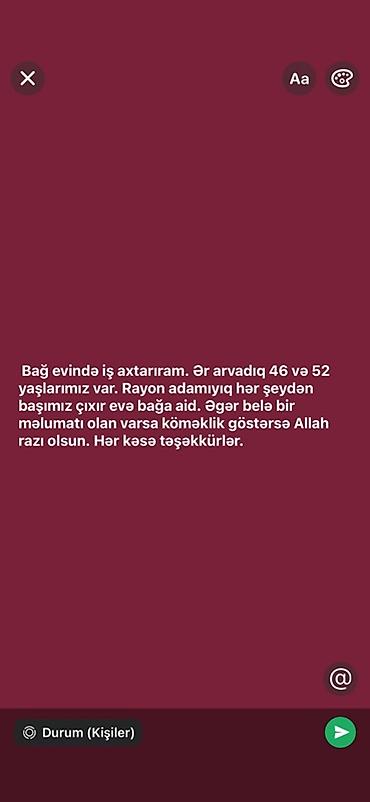 bağ evinə bağban: Bağ evi üçün işçi cütlük kimi xidmət təklifi - Ər‑arvad cütlük olaraq — 1