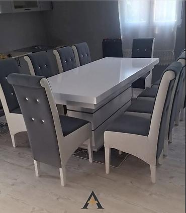 Elegantna trpezarijska garnitura – sto i 8 stolica Linije sto