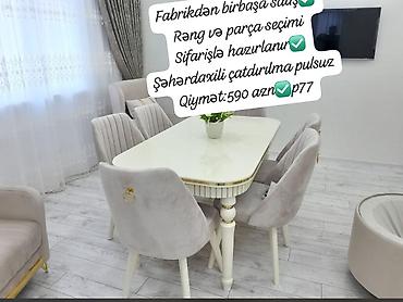stul satışı: Dördbucaq masa, Qonaq otağı üçün, 6 nəfər, Açılmayan, Azərbaycan — 1