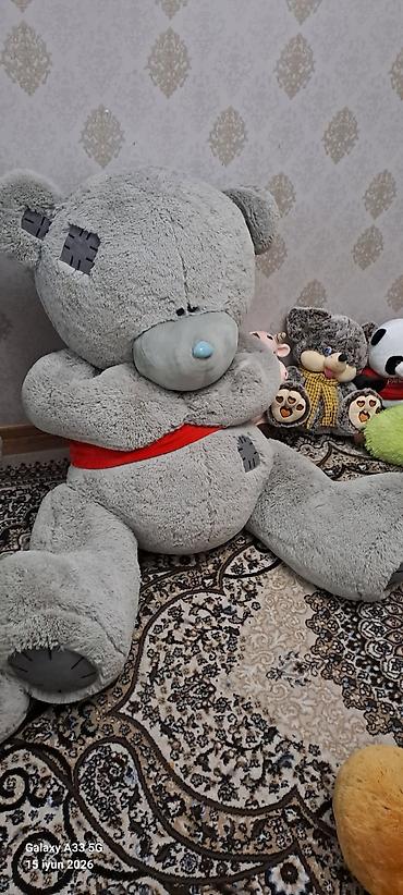 poni yumşaq oyuncaqlar: Nəhəng plyuş ayı oyuncağı - Rəng: açıq boz, burnu mavi tonlu - — 1