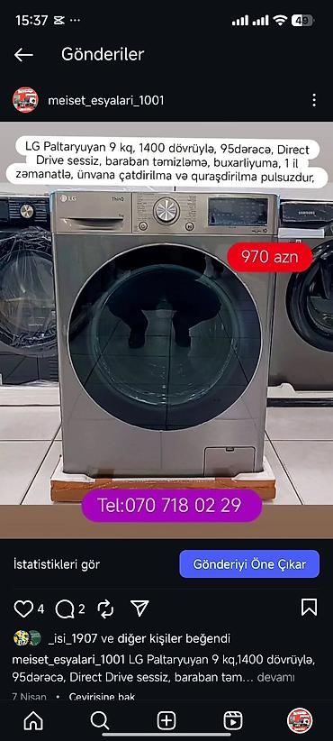 Paltaryuyan maşınlar: Paltaryuyan Anbardan satiş.Qimətlər aşagida qeyd olunub.Ünvana — 64