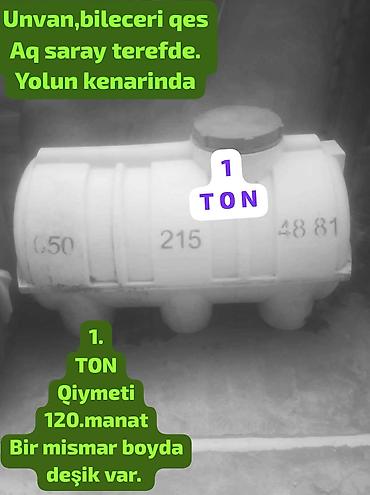 20 litrelik su bidonu: 1 tonluq plastik su çəni - Tutum: 1 ton - Material: plastik (ağ — 2