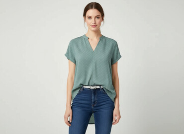 bluzka w paski zielone: Street One, Women's blouse, size XS