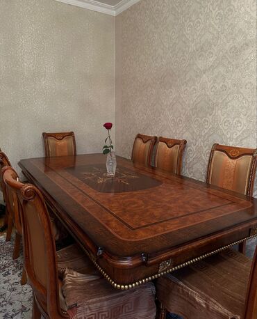 malaziya masa ve oturacaq: Qonaq otağı üçün, İşlənmiş, 6 stul