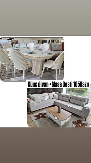 boyama seti: MDF boyalı yemək masası və 6 ədəd stul dəsti - Ölçü: 1×2 m - — 10