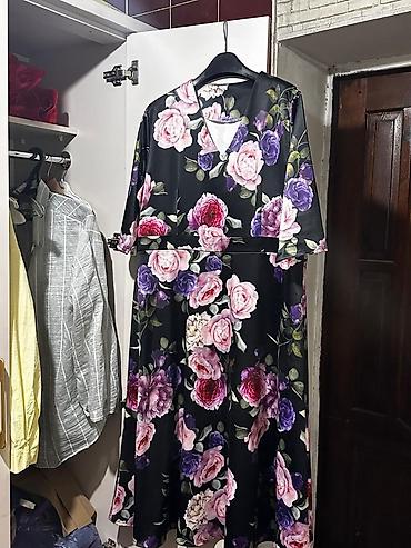 Повседневное платье, Осень-весна, Атлас, 5XL