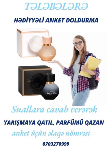 Başqa xidmətlər: Sadece anketdə verilən suallara cavab verməklə hədiyyə qazanmaq