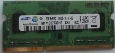 yaddaş kartı qiyməti: Operativ yaddaş (RAM) Samsung, 2 GB, < 1333 Mhz, DDR3, Noutbuk üçün, İşlənmiş