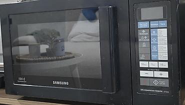 samsung keramik: Mikrodalğalı soba Samsung, Ayrıca dayanan, Konveksiya ilə, rəng - Qara, İşlənmiş — 1
