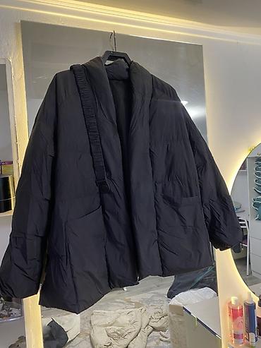 oversize: Зимний пуховик с ремешком - Цвет: чёрный матовый. - Фасон: oversize — 2