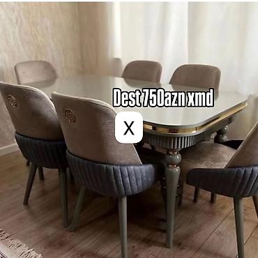 stol sekilleri: Yemək otağı dəsti - 1 ədəd geniş yemək masası: parlaq səthli — 1