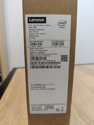 Lenovo: Lenovo 15.6 ", Intel Core i5, 512 GB