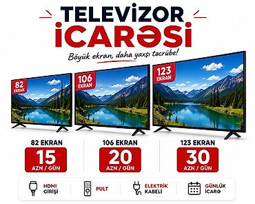 Televizor icarəsi | Günlük, həftəlik, aylıq TV rent Böyük ekran, daha
