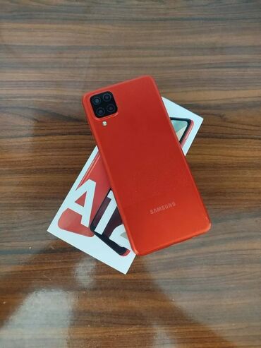 samsung evo: Samsung Galaxy A12, 32 GB, rəng - Qırmızı, Barmaq izi, İki sim kartlı, Face ID