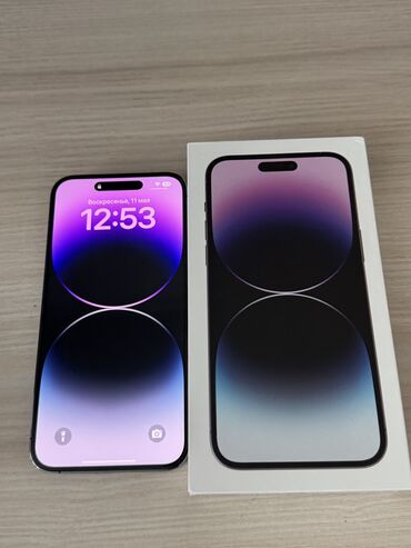 Apple iPhone: IPhone 14 Pro Max, Б/у, 256 ГБ, Deep Purple, Защитное стекло, Коробка, 86 %