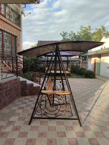 Садовые качели: Садовые качели Металл, Со спинкой, С крышей — 5