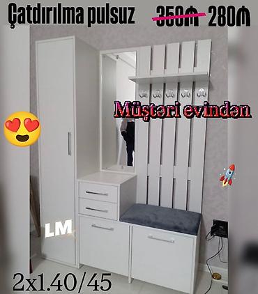 demir şkaf: Dəhliz üçün çoxfunksiyalı mebel dəsti - Rəng: ağ - Ölçü: 2 x 1.40 / — 1