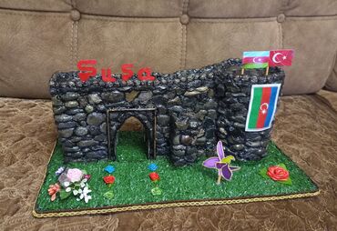 novruz bayrami dekoru: Şuşa qalası maketi. Çay daşlarından hazırlanmış əl işləri.sifarişlər