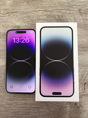 Apple iPhone: IPhone 14 Pro Max, Б/у, 256 ГБ, Deep Purple, Защитное стекло, Чехол, Коробка, 86 %