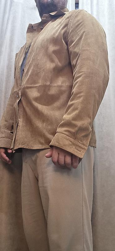 payız kurtkaları: Təmiz dəri gödəkçə Brend Massimo Dutti . Kişi üçün süet effekti olan — 3