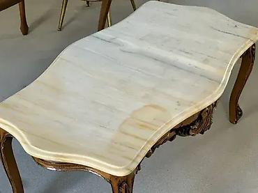 stolice forma ideale slike: Salonski Sto Drvo / Oniks ✅ Dobro stanje 📏 Širina: 106 cm 📏 Dubina: 58 — 2